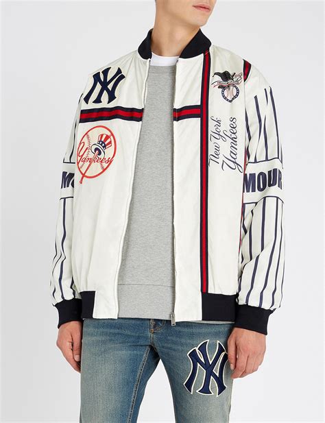 gucci yankees jacket knock off|Gucci baseball coat.